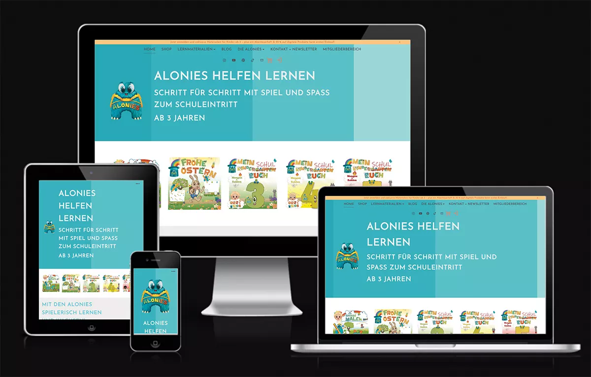 Bild zeigt den Webshop ALONIES von Jan Kalb