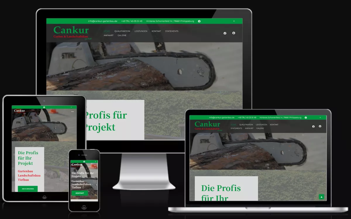 Bild zeigt die Website von Gartenbau Cankur, Waghäusel