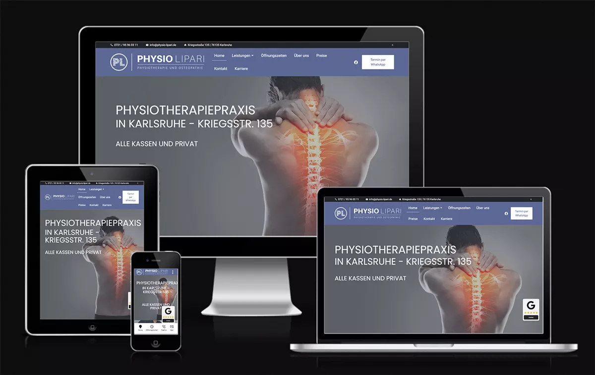 Bild zeigt die Website von Physio Lipari Karlsruhe
