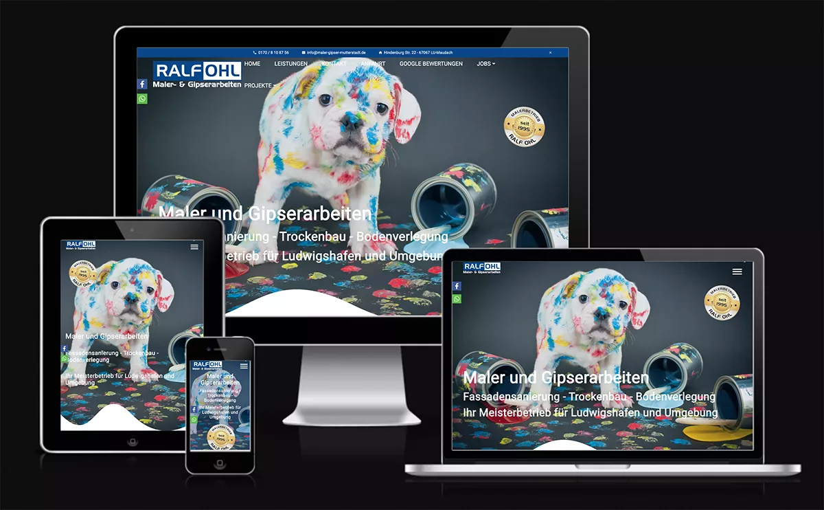 Bild zeigt die Website von Malermeister Ralf Ohl aus Mutterstadt bei Ludwigshafen