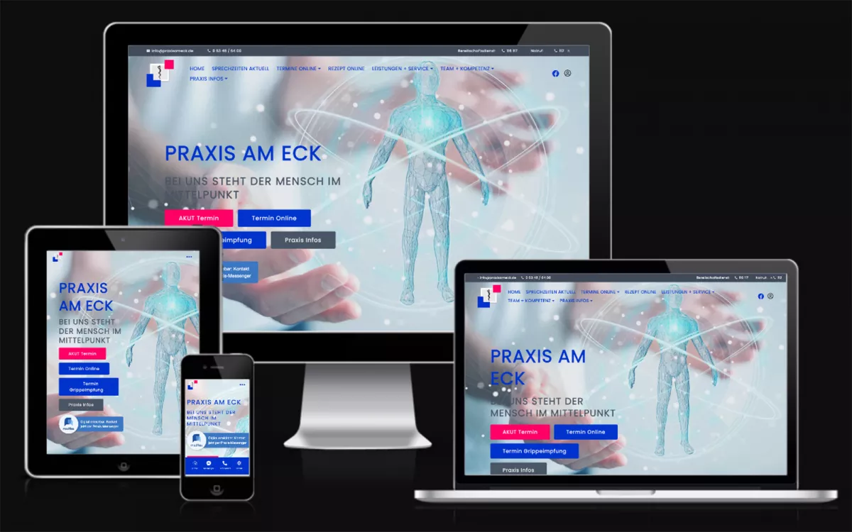 Image shows the website of Dr. med. Misch, Praxis am Eck