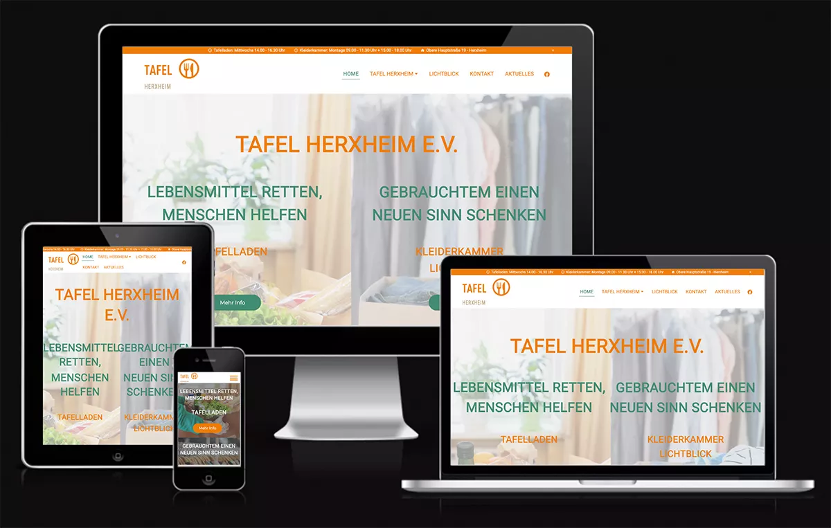 Bild zeigt die Website der Tafel Herxheim e.V., ein Sozialprojekt der SP Design